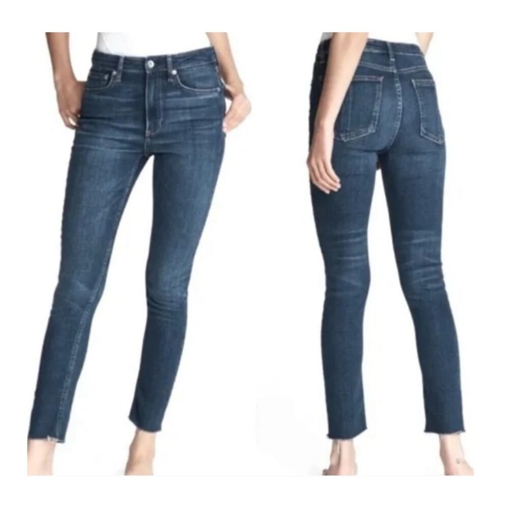 Rag & Bone Alembic Skinny Jeans 26 Indigo Raw Hem Ankle Designer Denim